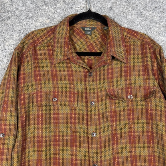 Royal Robbins Plaid Button Down Shirt Brown Red Yellow Size L Outdoor Casual - Picture 3 of 16